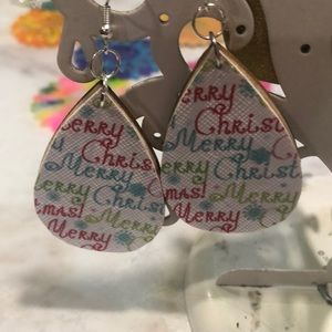 Merry Christmas dangles silver backing